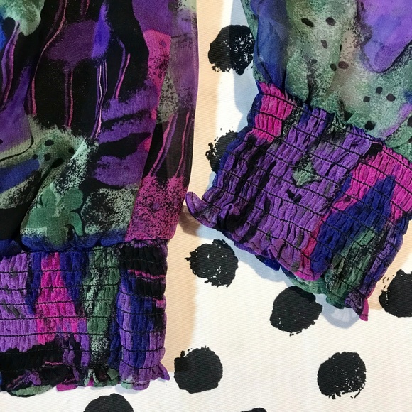 Vintage 80's Notations Artsy Retro Blouse Top LG - Picture 4 of 8